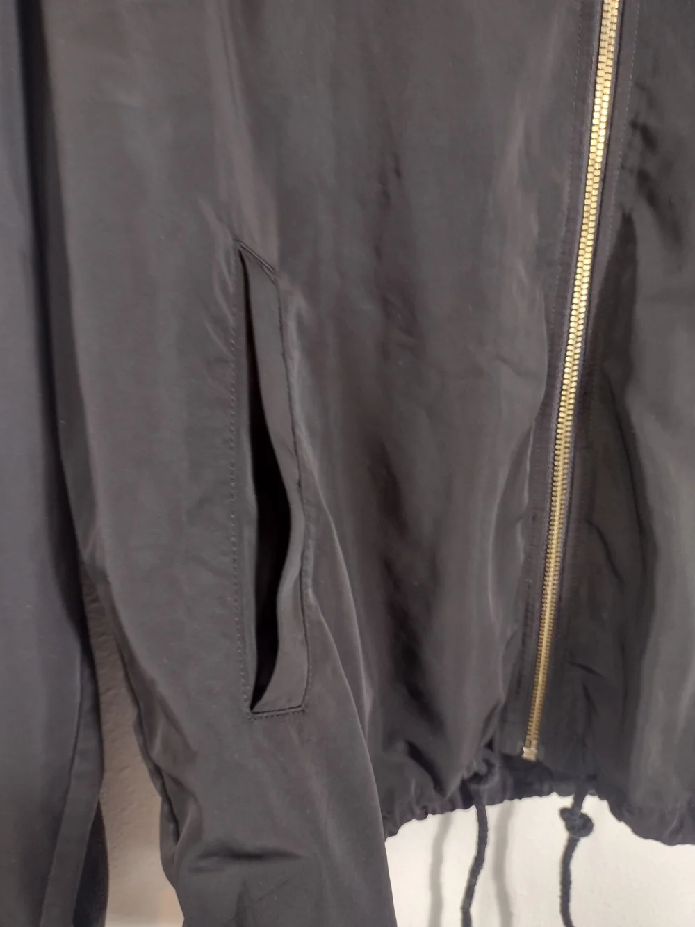 Michael Kors Black Hooded Drawstring Zip Up Windbreaker Jacket Women's Large